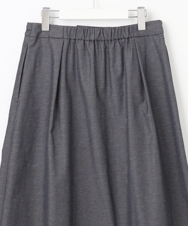 J.PRESS LADIES L 【洗える・吸水速乾・接触冷感】リネンツイル スカート ブラックシャンブレー系