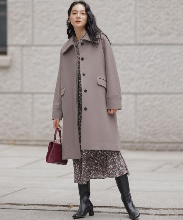 組曲 ウールモッサステンカラー コート ブラウン系