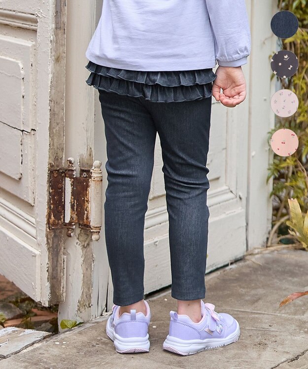 ANY KIDS 【WEB限定】フリル付き総柄レギンス デニム