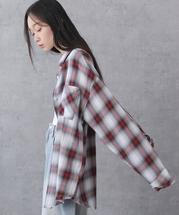 WEGO チェックBIGシャツ レッド