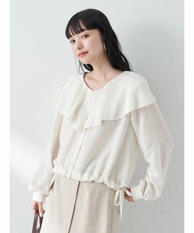 earth music&ecology ラッフルシアードロストブラウス Off White
