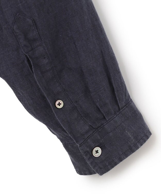 JOSEPH HOMME FRENCH LINEN OX BAND COLLAR SHIRT ネイビー系
