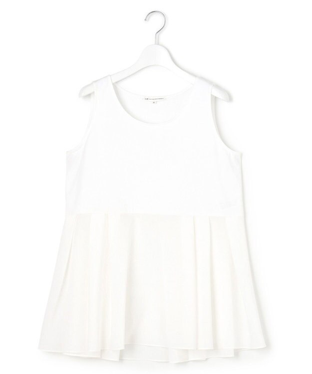 23区 【洗える】ナチュラルコットンベア タフタコンビ タンクトップ ホワイト系