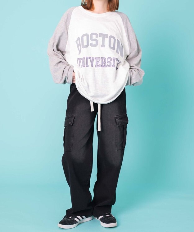 WEGO 【ウエストゴム】ドローコードウオッシュドカーゴデニム ブラック