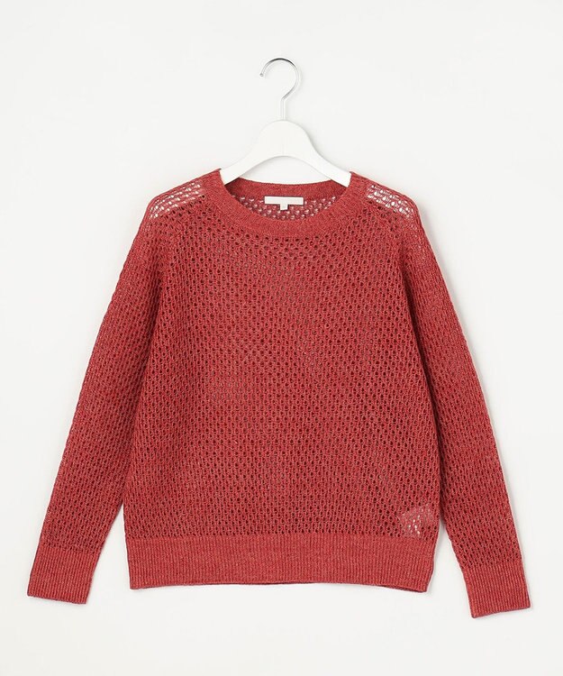 自由区 S 【SHIHOさん着用】リネンミドルゲージメッシュ ニット ピンク