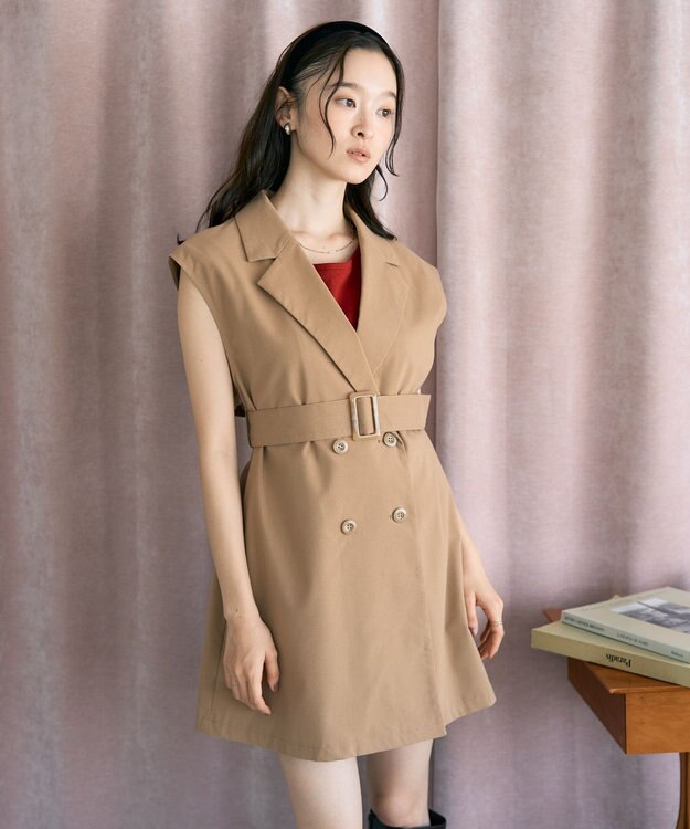 earth music&ecology ショートジレンチ Beige