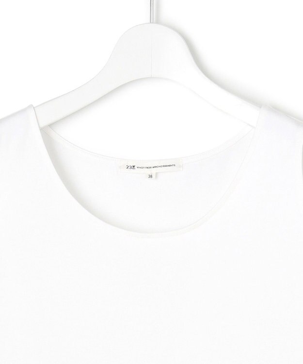 23区 【洗える】ナチュラルコットンベア タフタコンビ タンクトップ ホワイト系