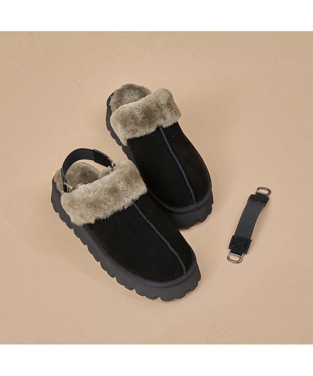 MODE ET JACOMO <carino>本革ムートンサボ ブラック