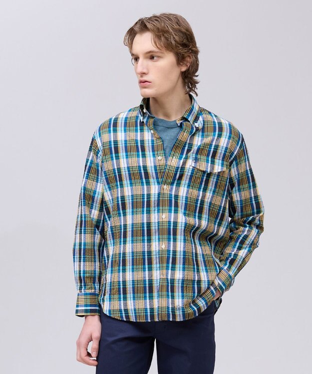 J.PRESS MEN 【Aero Weave】クールマックス サッカーシャツ / B.D. ブルー系3