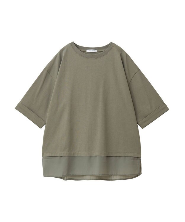 Green Parks ５分袖裾シアードッキングチュニック Khaki