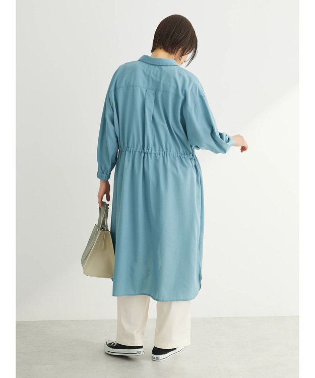 Green Parks ミディ丈ドロストシャツワンピース Blue