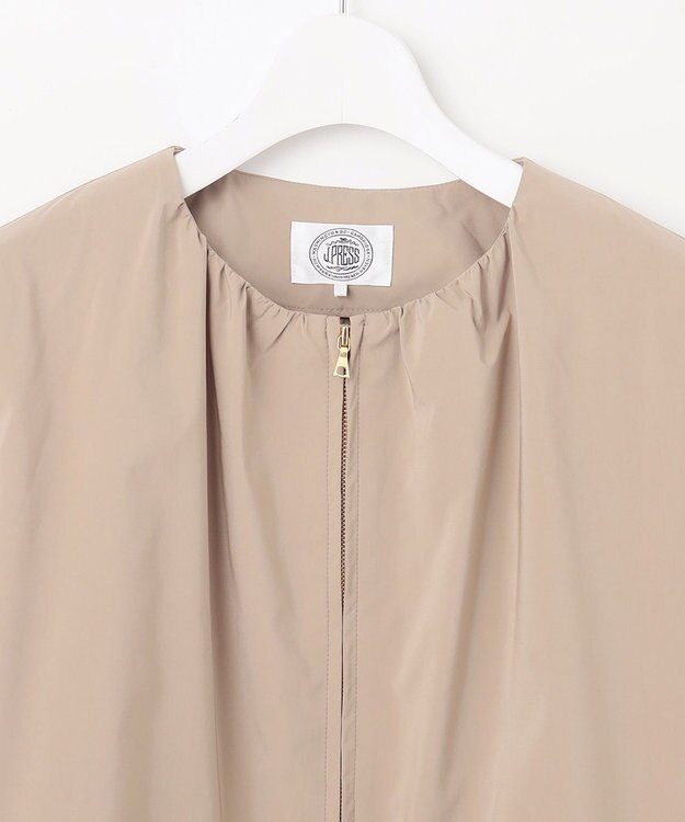 J.PRESS LADIES L 【洗える・撥水】マイクロタフタ ノーカラー ロング コート モカ系