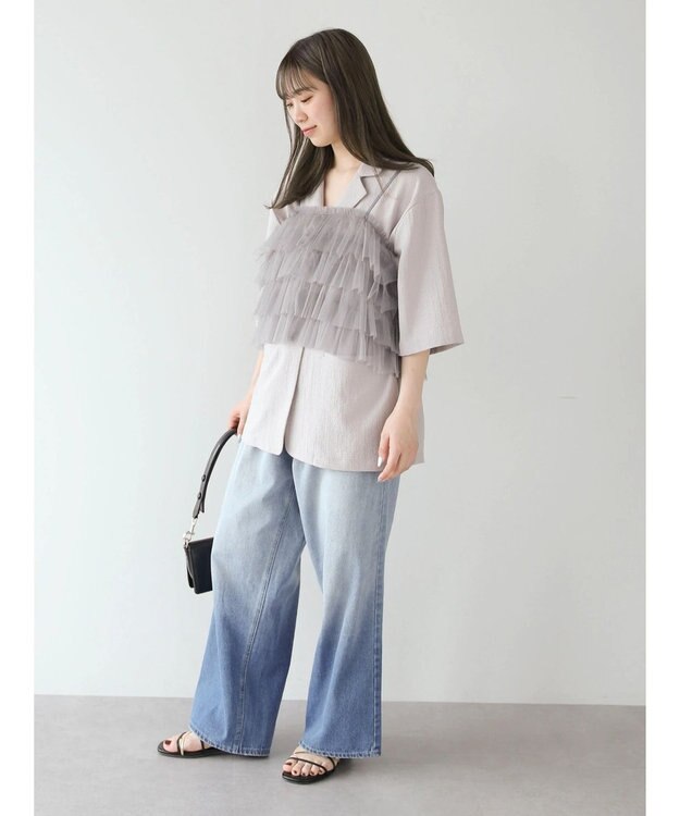 Green Parks ・ＥＬＥＮＣＡＲＥ　ＤＵＥ　２ｗａｙラメチュールフリルキャミ Charcoal Gray