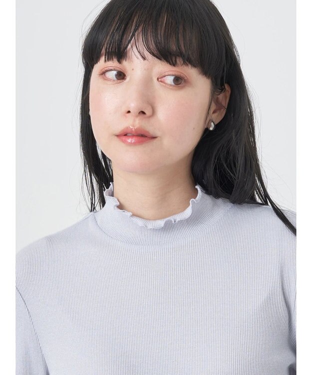 earth music&ecology ラメハイネックプルオーバー Grayish Blue