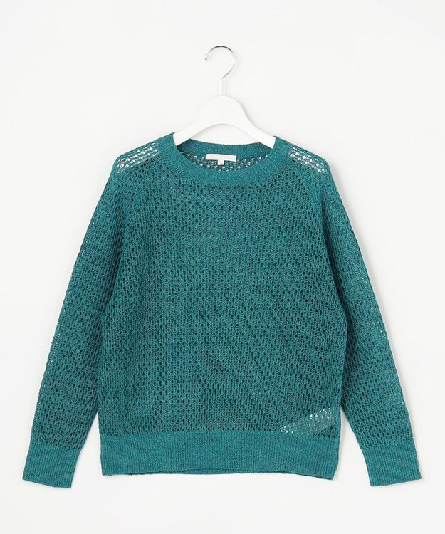 自由区 S 【SHIHOさん着用】リネンミドルゲージメッシュ ニット ターコイズ