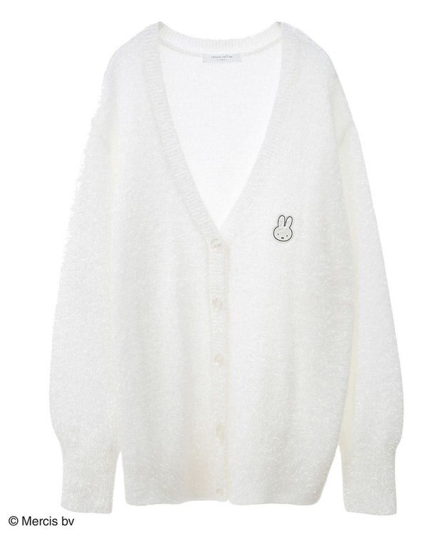 Green Parks Ｍｉｆｆｙ／ワンポイントシャギーニットカーディガン White