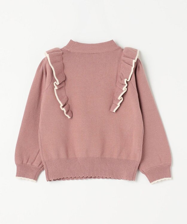 ANY KIDS 肩フリル しあわせタッチ ニット ピンク