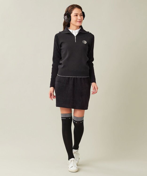 23区GOLF 【WOMEN】ストレッチモールハーフジップ ニット ネイビー系