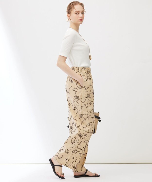 23区 【Indian Factory】フラワーエンブロイダリー ワイドパンツ ベージュ系