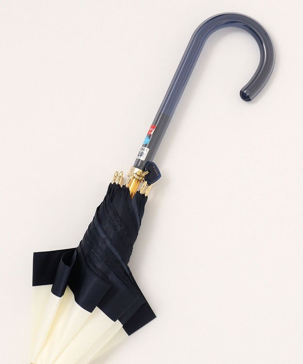 MOONBAT 【耐風】FURLA 長傘 カラーボーダー 日本製 ネイビーブルー