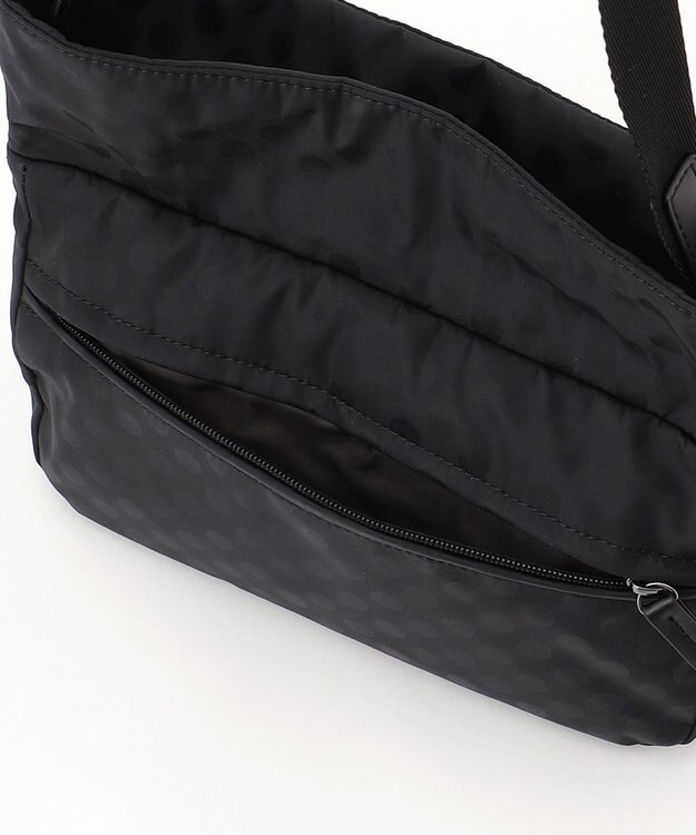 Y'SACCS はっ水ドットジャカード リサイクルレザーコンビ ショルダー ブラック