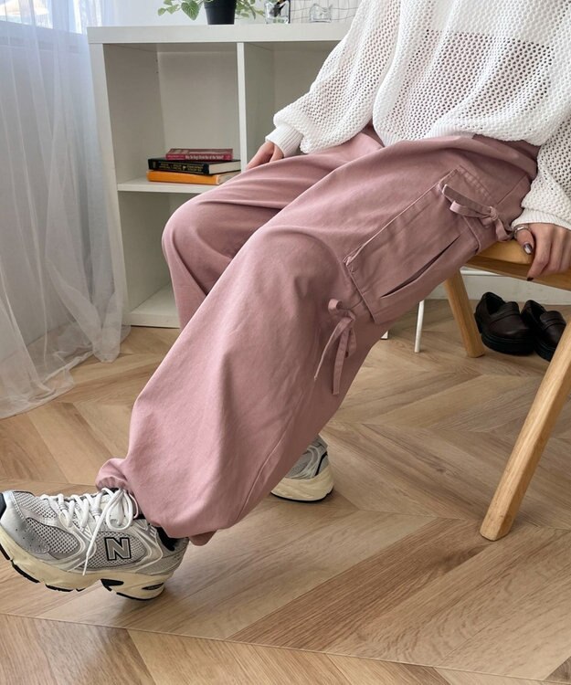 WEGO サイドリボンカーゴパンツ ピンク