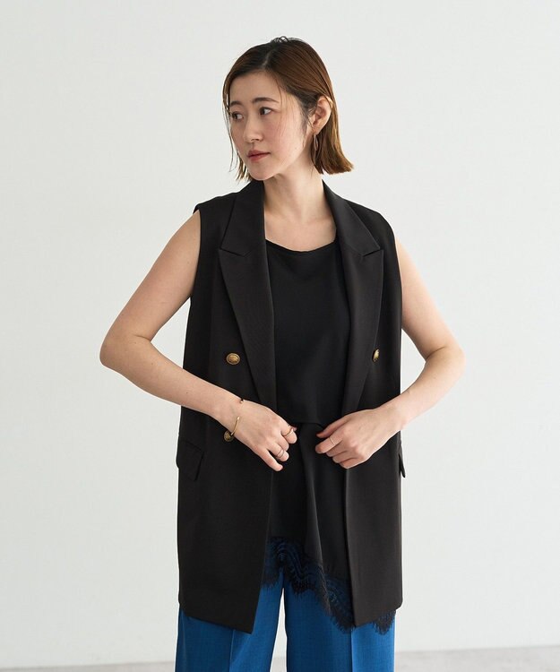 YECCA VECCA ドライタッチ金釦テーラードジレ Black