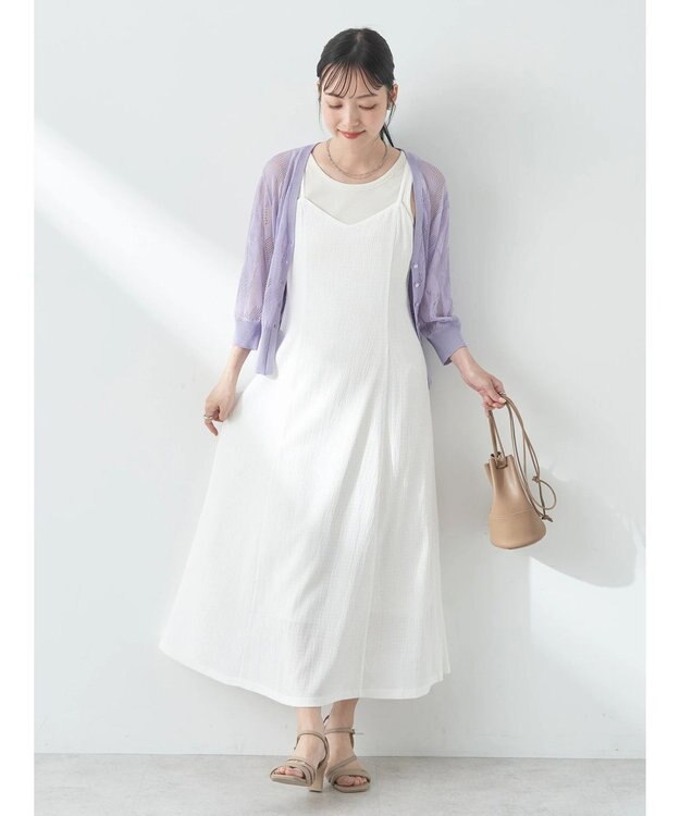 earth music&ecology 花柄シアーカーディガン Lavender