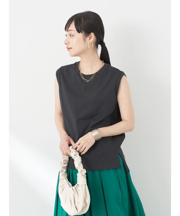 earth music&ecology ノースリーブカットソー（汗じみ防止） Black