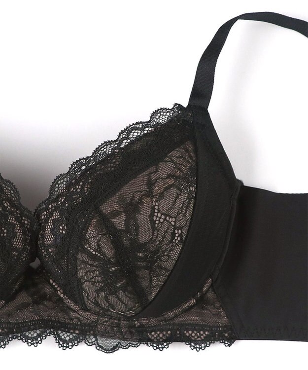 Wing ブラジャー 背中の段差を軽減 脇高設計 パーソナライズ設計 【脇も背中もきれいブラ】 Gカップまで対応 大きいサイズ KB2723 ウイング／ワコール ブラック