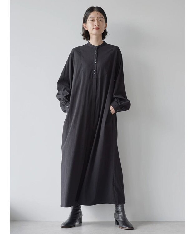 AMERICAN HOLIC バンドカラーバックタックワンピース Black