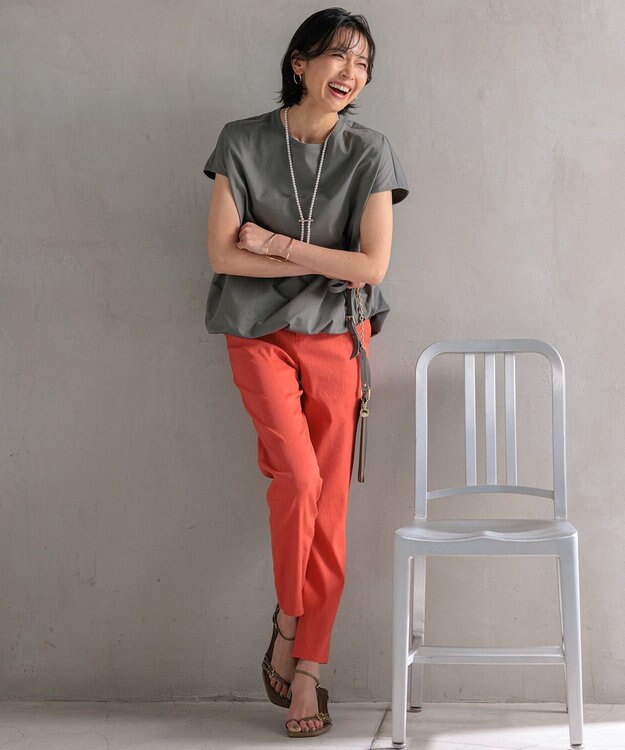 23区 L 【洗える】ALBINIコーコラン バルーン Tシャツ カーキ系