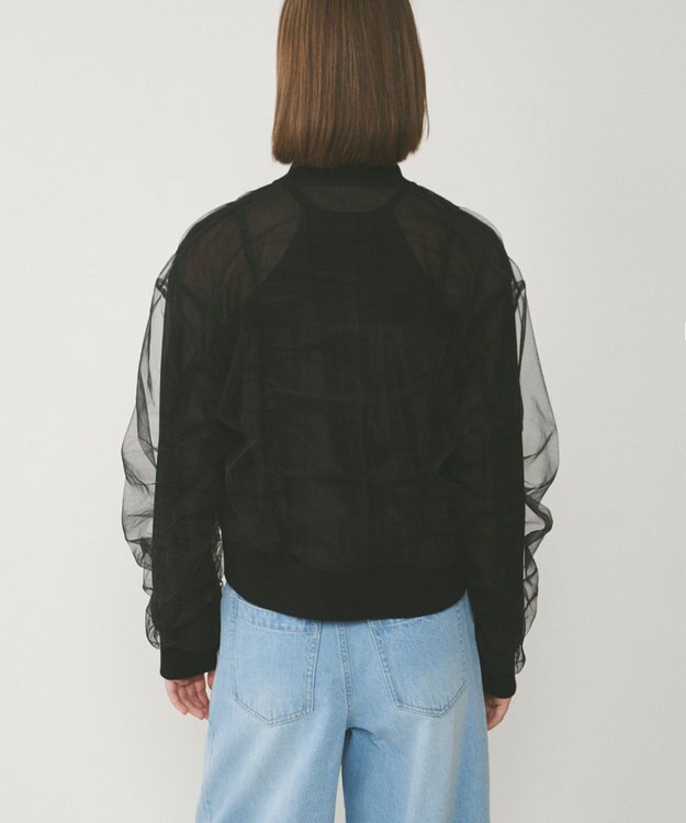 GRACE CONTINENTAL チュールギャザーブルゾン ブラック