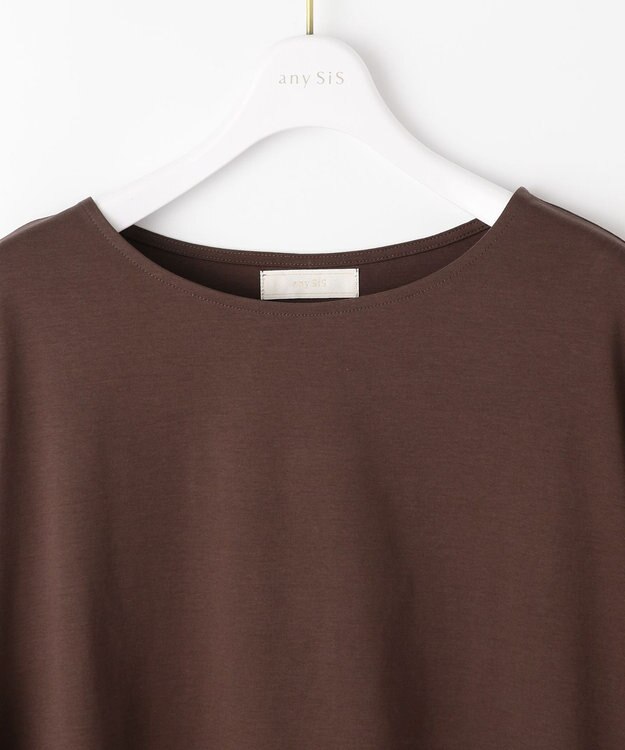 ANY SIS シルケットスムースツイストスリーブ カットソー ブラウン