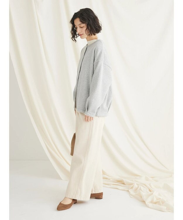 CRAFT STANDARD BOUTIQUE 裏起毛リングドットカーディガン Gray Mixture