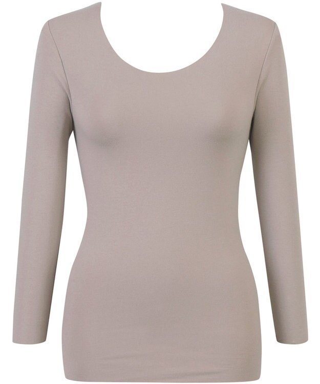 Wing あったかインナー 綿100％(肌側) 集中保温(背中) 【綿の贅沢 ここちフラット 集中保温】 8分袖 長袖 秋 冬 EL4868 ウイング／ワコール ブラウン