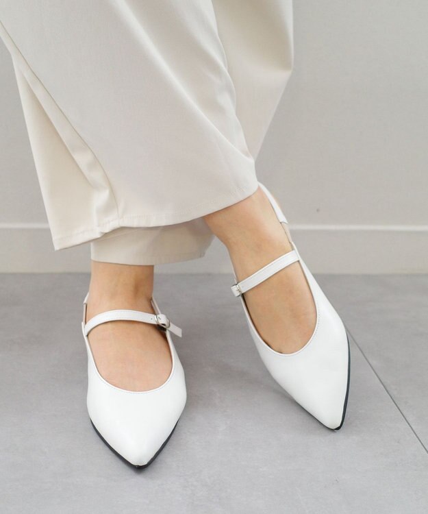 Pointer 日本製 本革ベルト付きミュール オフホワイト