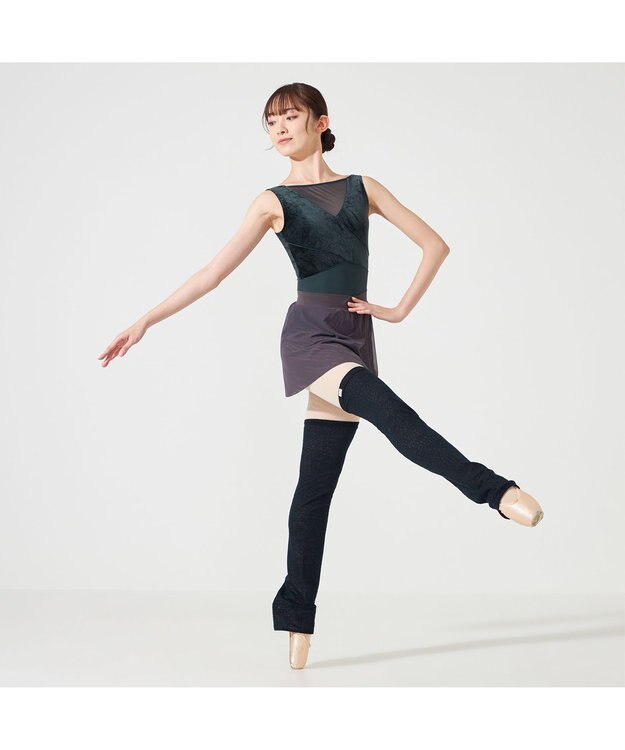 Chacott ◎【Nela ライン】ノースリーブレオタード ボトルグリーン