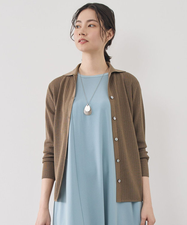 自由区 【アンサンブル対応】シアーシルクミックス カーディガン ブロンズ