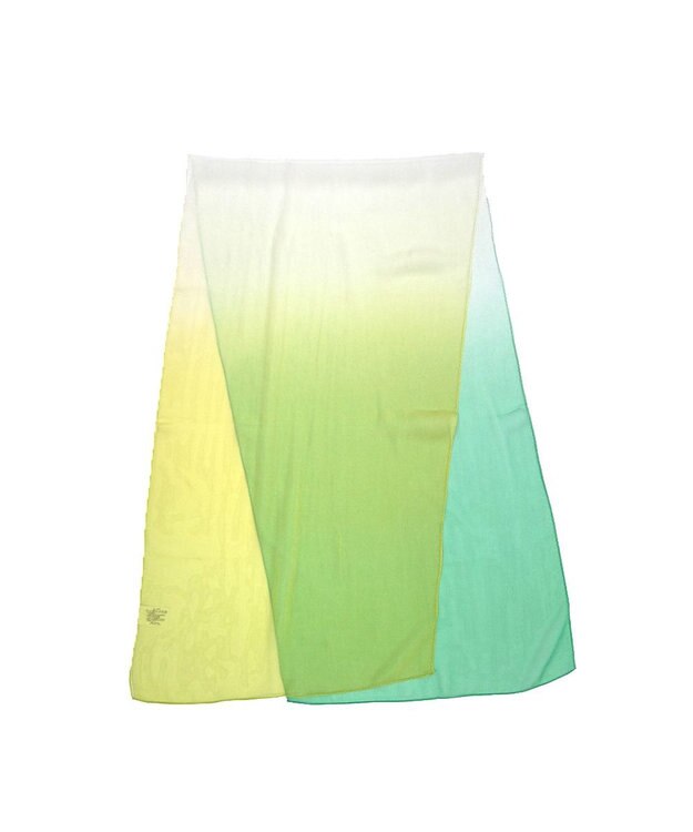 Marca ＜洗えるシルク＞【Marcaオリジナル】オンブレーロング ウォッシャブル シルクローン ロングスカーフ イエローグリーン