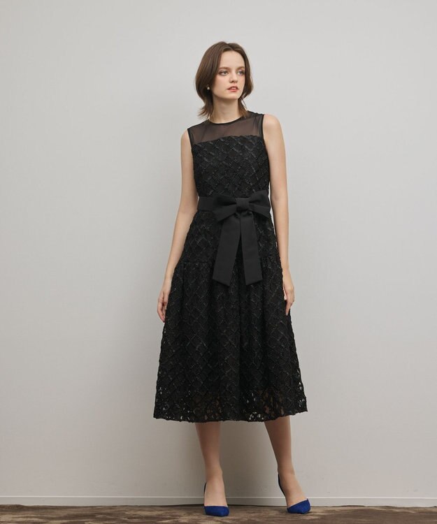 GRACE CONTINENTAL コード刺繍ワンピース ブラック