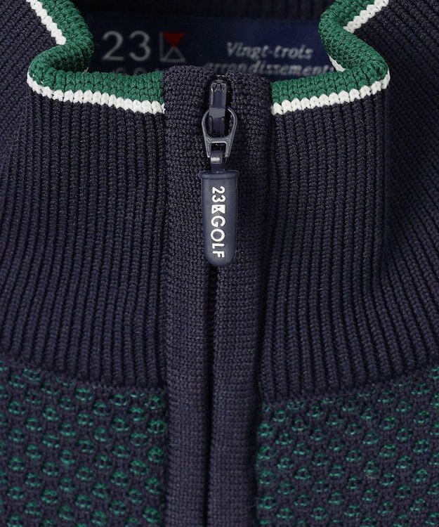 23区GOLF 【MEN】【ウォッシャブル】ハーフジップニットプルオーバー ネイビー系