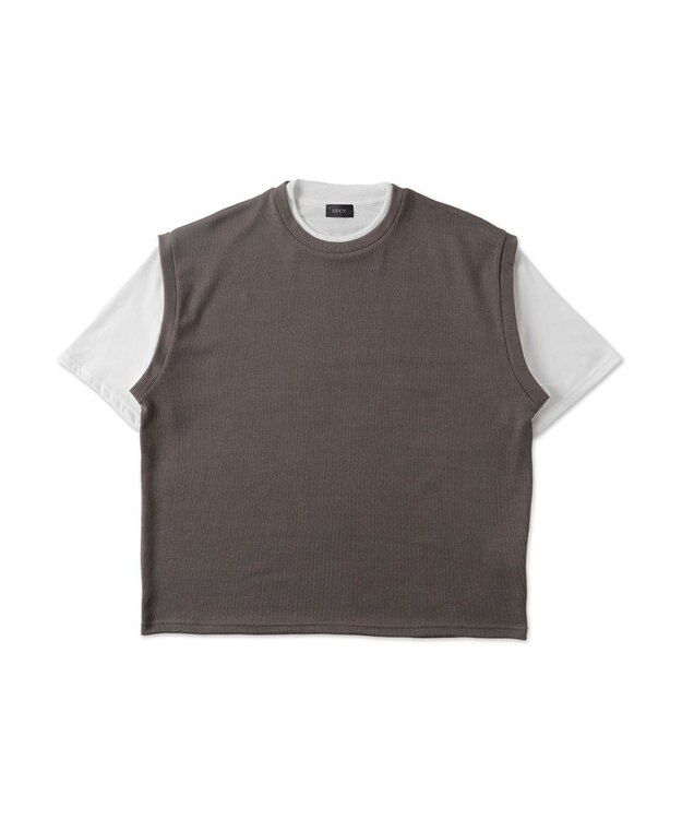 WEGO フェイクレイヤードベストT（S） ダークグレー