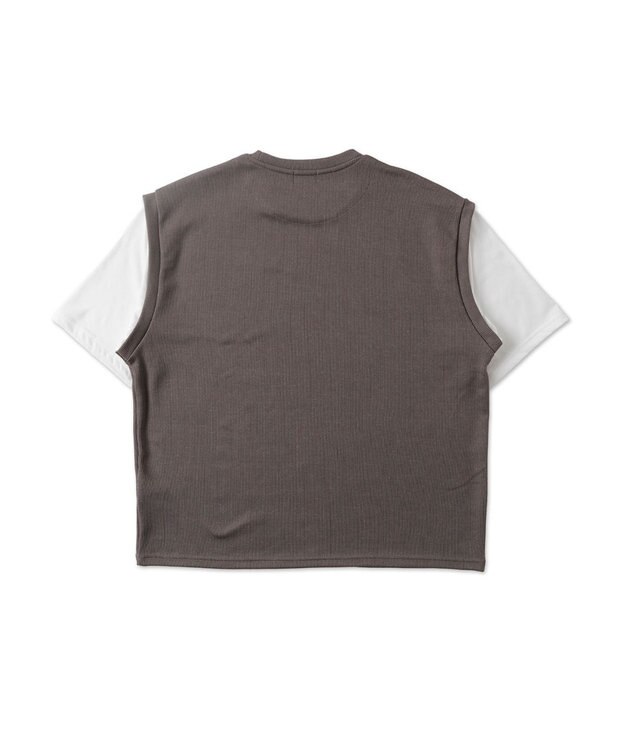 WEGO フェイクレイヤードベストT（S） ダークグレー