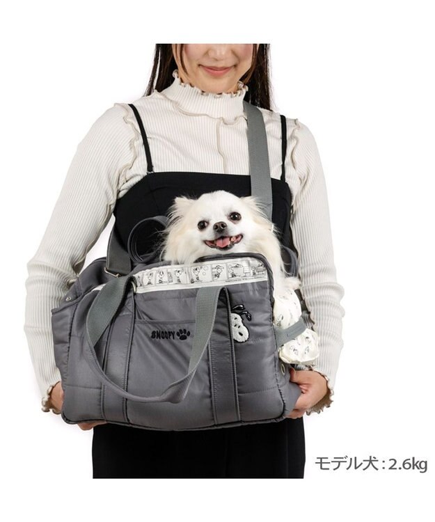 PET PARADISE スヌーピー モノトーン キャリーバッグ S  超小型犬 約1.5～4kg グレー
