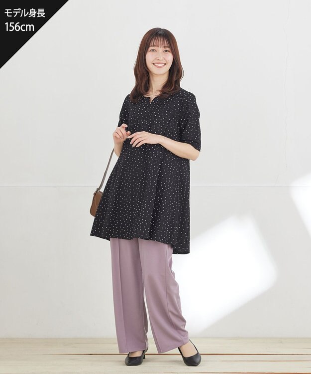 Tiaclasse L 【おのののかさん着用 】「冷凛（ひやりん）」カノコバックフレアカットソー ブラックドット