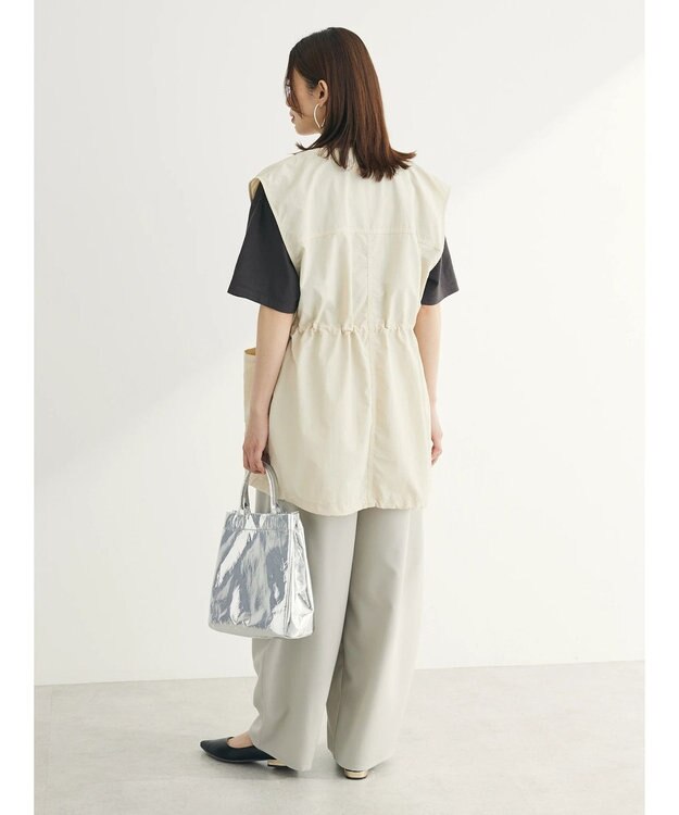 Green Parks ノーカラーミリタリーベスト Ecru