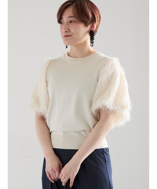 Te chichi シャギーバルーンスリーブニット ベージュ