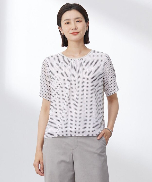 J.PRESS LADIES S 【洗える】スクエアープリント カットソー モカ系