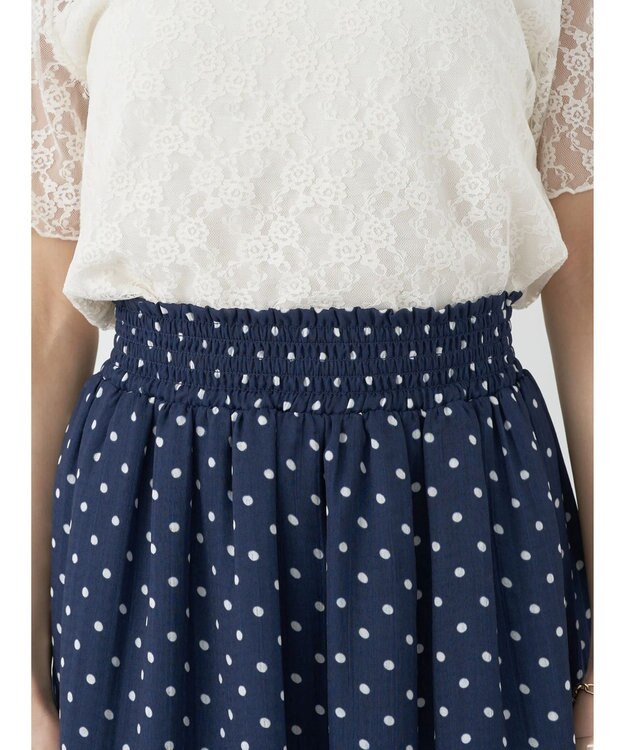 earth music&ecology ちょっとレトロなティアードスカート Dot Navy